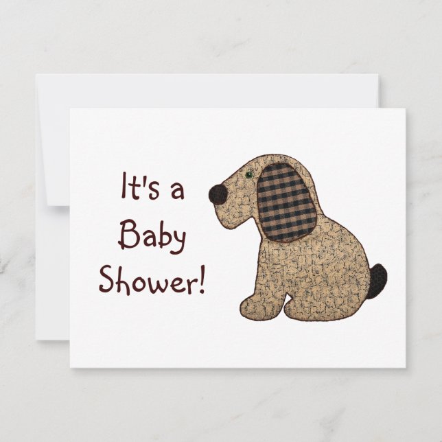 Cute Country Style Gingham Dog Baby Shower Invitation (Front)