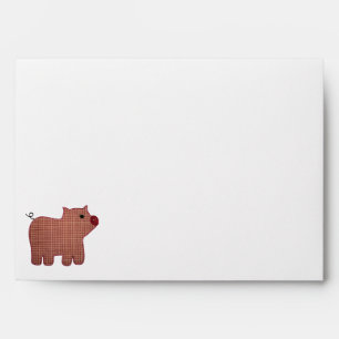 Cute Country Style Pink Plaid Pig Envelopes