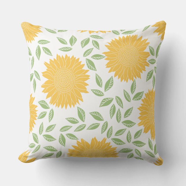 Cute Country Sunflower Pattern Throw Pillow (Front)