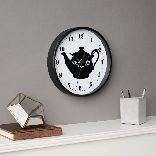 cute Country teapot word art Clock (Office)