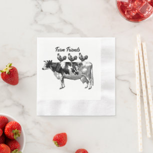 Cute Country Vintage animals cow roosters napkins
