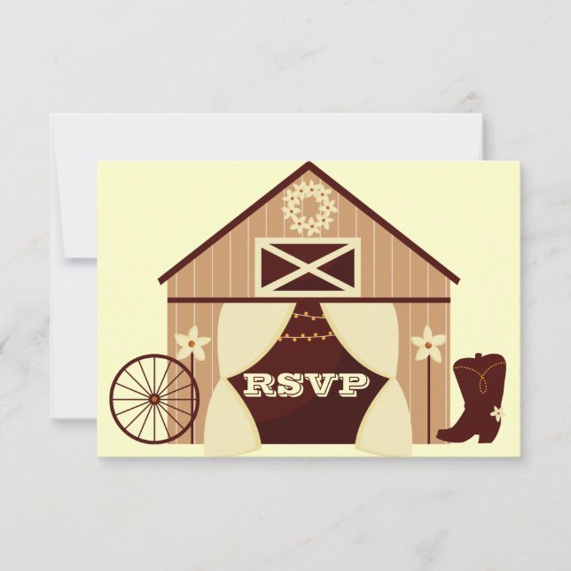 Cute Country Western Cowboy Wedding RSVP Card (Front)