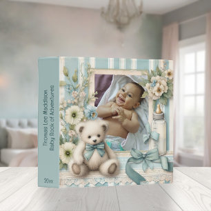 Cute Country White Teddy Bear Baby Photo Book Binder