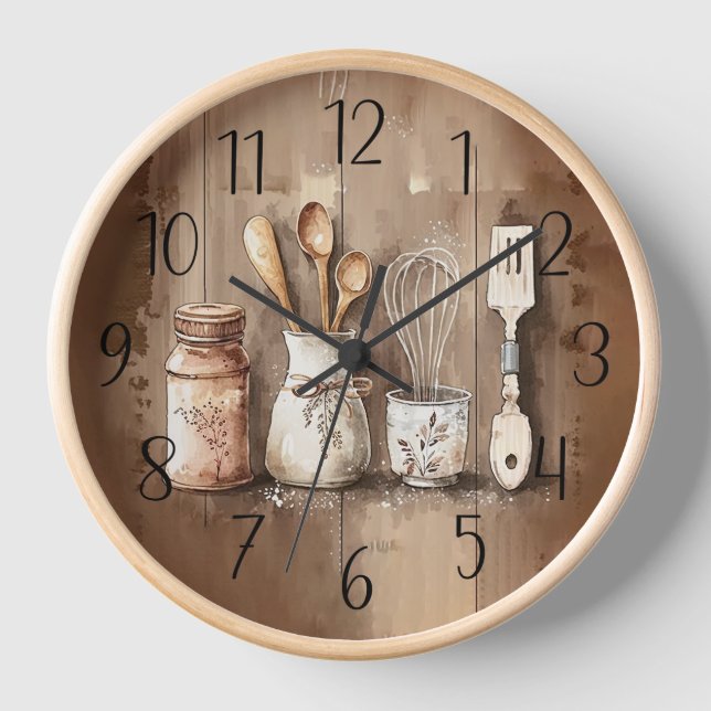 cute County farmhouse kitchen rustic  Clock (Front)