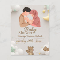 Cute Couple Baby Shower Invitation with Teddy