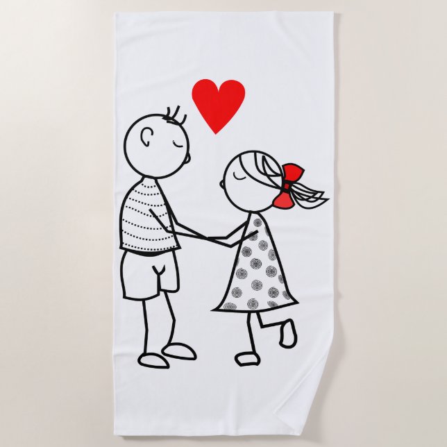 Cute Couple Beach Towel (Front)