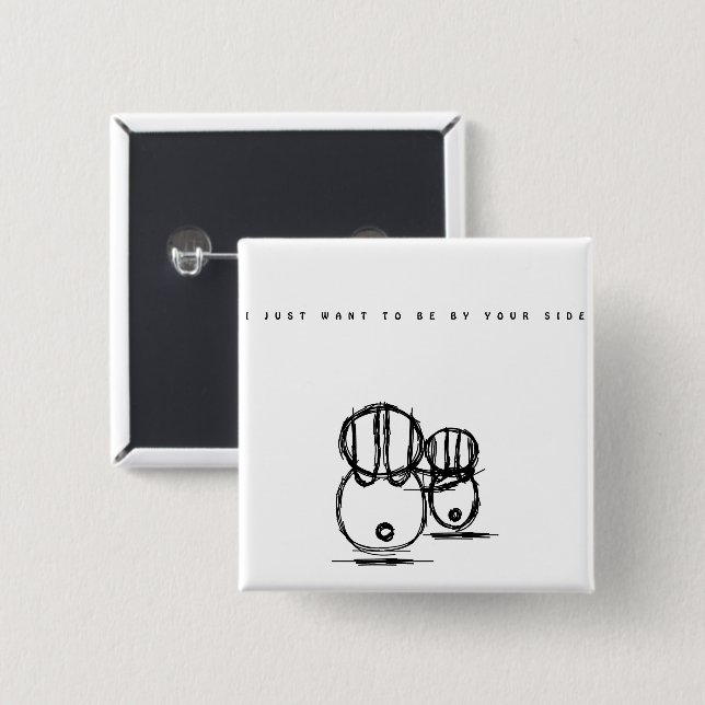 Cute Couple Bunny Button | Be By Your Side  (Front & Back)