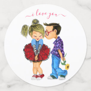 Cute Couple Confetti - I Love You - Custom Text