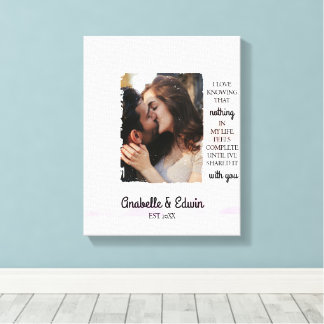 Cute Couple Custom Photo Canvas Print