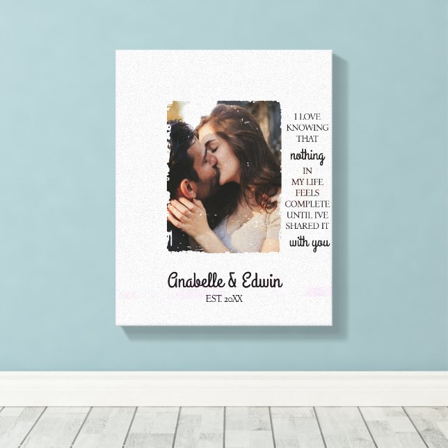 Cute Couple Custom Photo Canvas Print (Insitu(Wood Floor))