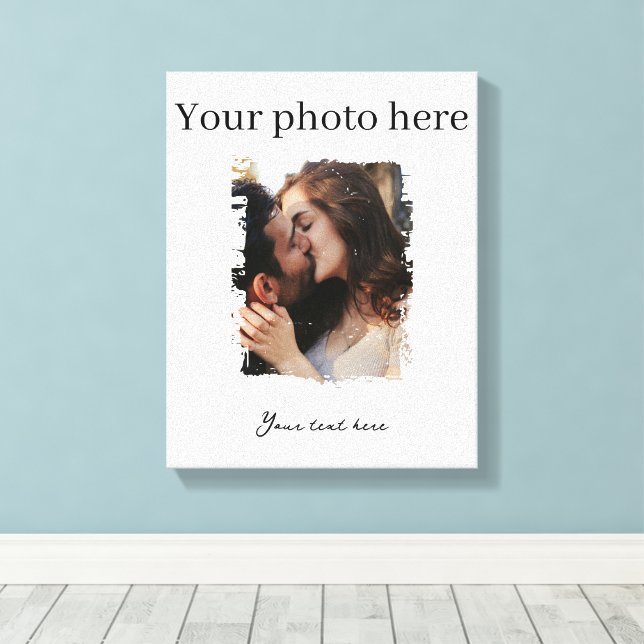 Cute Couple Custom Photo Canvas Print (Insitu(Wood Floor))