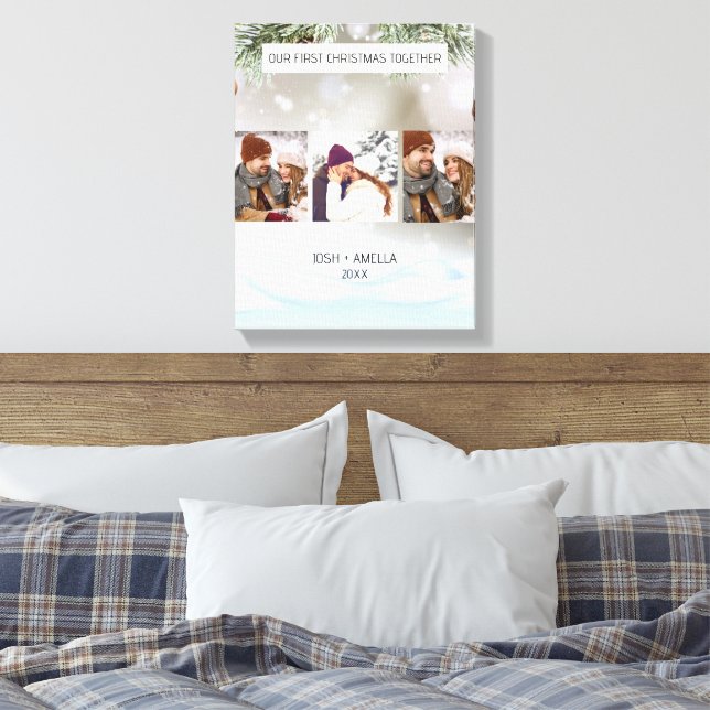 Cute Couple Custom Photo Canvas Print (Insitu(Bedroom))