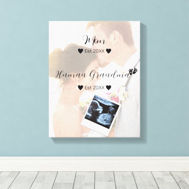 Cute Couple Custom Photo Canvas Print (Insitu(Wood Floor))