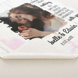 Cute Couple Custom Photo Sherpa Blanket