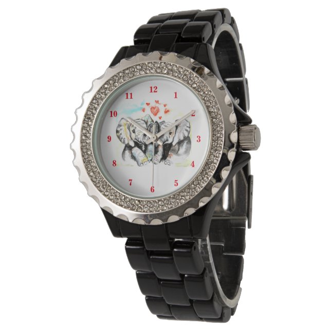 Cute Couple Elephant Watch (Angled)