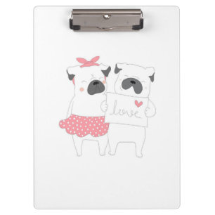 Cute Couple French Bulldog Love   Dog Lover Clipboard