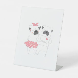 Cute Couple French Bulldog Love Dog Lover Pedestal Sign