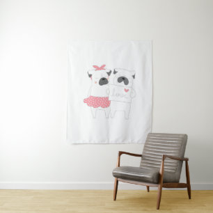 Cute Couple French Bulldog Love Dog Lover Tapestry
