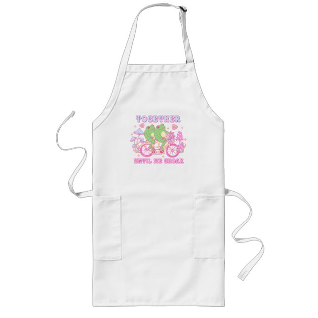 Cute Couple Frog - Together Until We Croak Long Apron (Front)