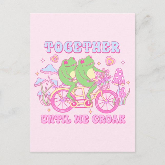 Cute Couple Frog - Together Until We Croak Postcard (Front)