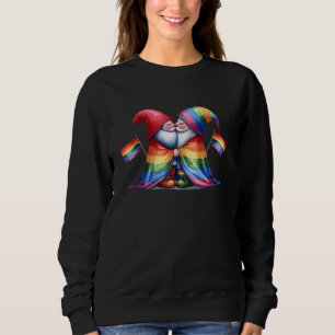 Cute Couple Gnome is Kissing in Rainbow Pride Flag Sweatshirt