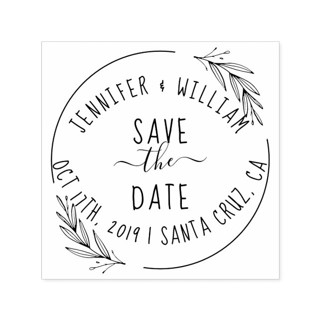 Cute Couple Hand Lettered Script Save the Date Self-inking Stamp (Design)