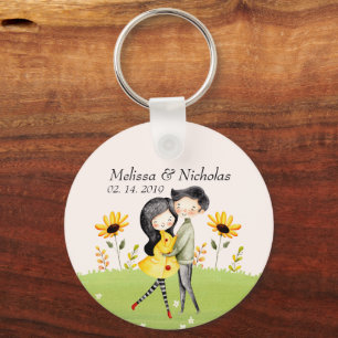 Cute Couple Hugging Keychain