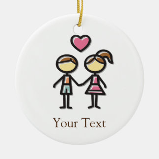 cute couple in love holding hands ceramic ornament