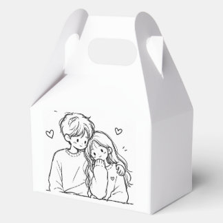 Cute Couple Line Art Favour Box