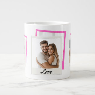 Cute Couple 'Love' 3 Photo Collage Large Coffee Mug