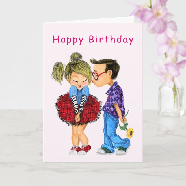 Cute Couple Love Birthday Card - Customizable (Orchid)