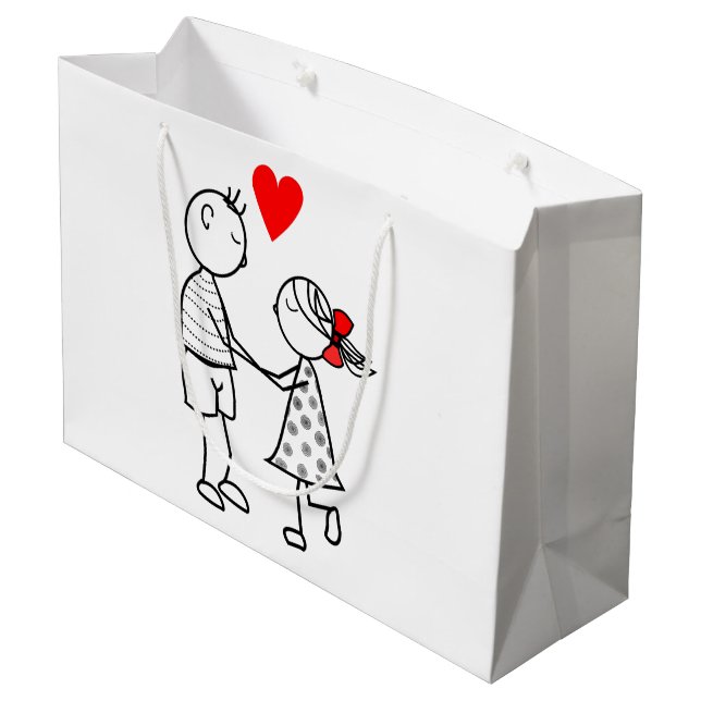 Cute Couple Love Gift Bag - Customizable (Back Angled)