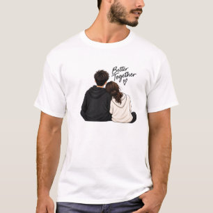 Cute Couple Love Illustration – Romantic Art T-Shirt