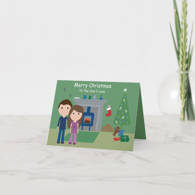 Cute Couple Merry Christmas To The One I Love Card (Front)