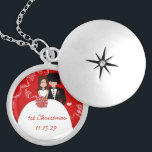 Cute Couple Musical Wedding 1st Christmas Necklace<br><div class="desc">Wedding Keepsake Wedding Party Necklaces - to change background colour - click customize - click edit - choose last tool in drop down menu and choose from one of the colours shown or enter your rgb hex code for your custom wedding colour- to change font colour select the text you...</div>