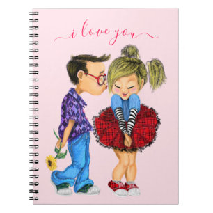 Cute Couple Notebook I Love You - Custom Text