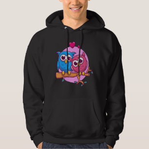 Cute Couple Owl Birds Love Owlsome Two Owls Heart Hoodie
