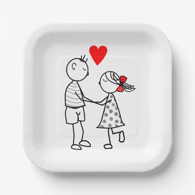 Cute Couple Paper Plates (Front)