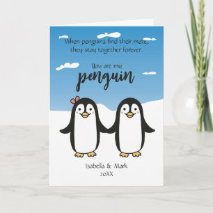 Cute Couple Penguins, Custom Valentine´s Card