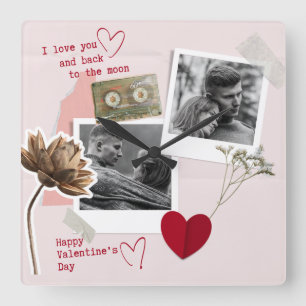 Cute couple photo valentines day vintage keepsake  square wall clock