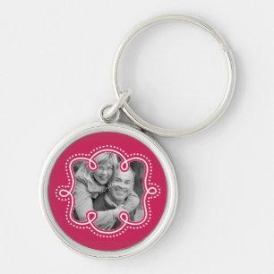 Cute Couple Pic Doodle Frame Raspberry Keychain