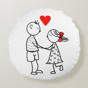Cute Couple Round Pillow
