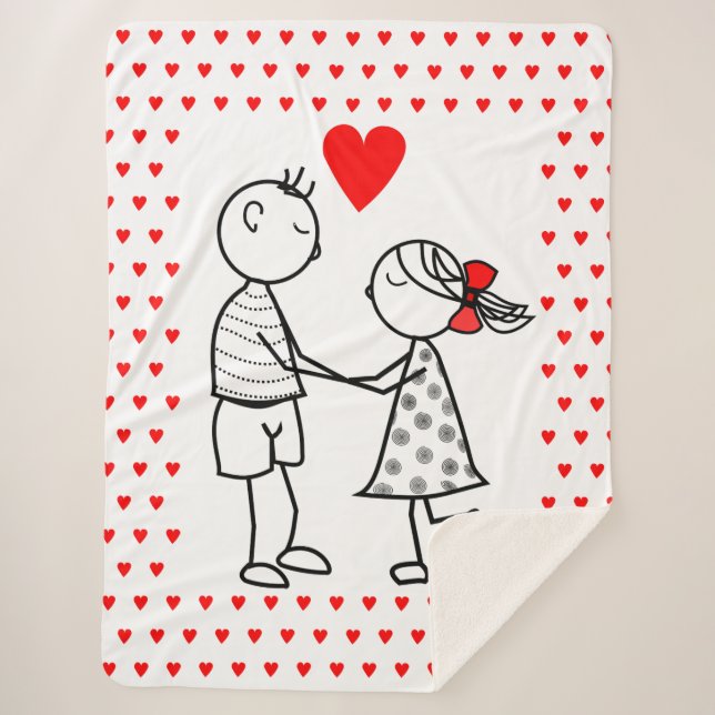 Cute Couple Sherpa Blanket (Front)
