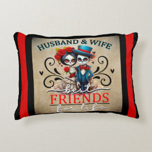 Cute Couple Sugar Skull Accent Pillow