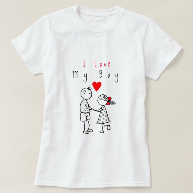 Cute Couple T-Shirt with Text - Customizable (Design Front)