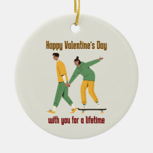 Cute Couple Valentine's Day Ceramic Ornament