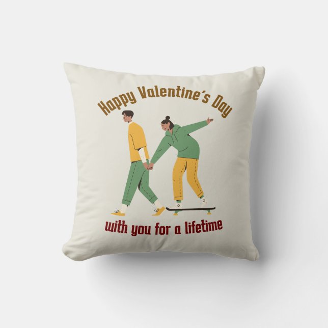 Cute Couple Valentine's Day Throw Pillow (Front)