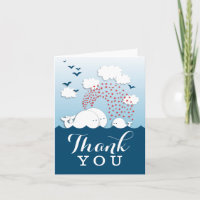 Cute Couple White Whales Thank You Note Card
