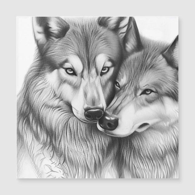 Cute Couple Wolf Animal In Love Heart  (Front)
