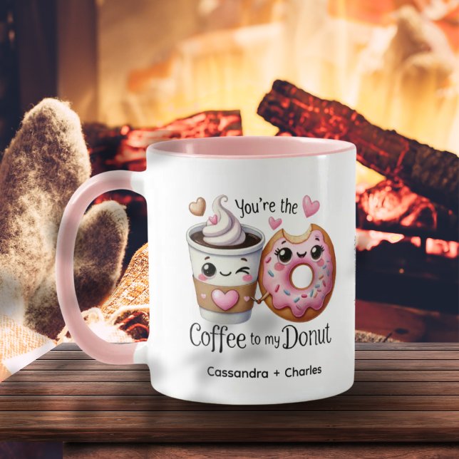Cute Couples Customized "Coffee to My Doughnut" Mug (Cute Couples Customized "Coffee to My Donut" Mug)